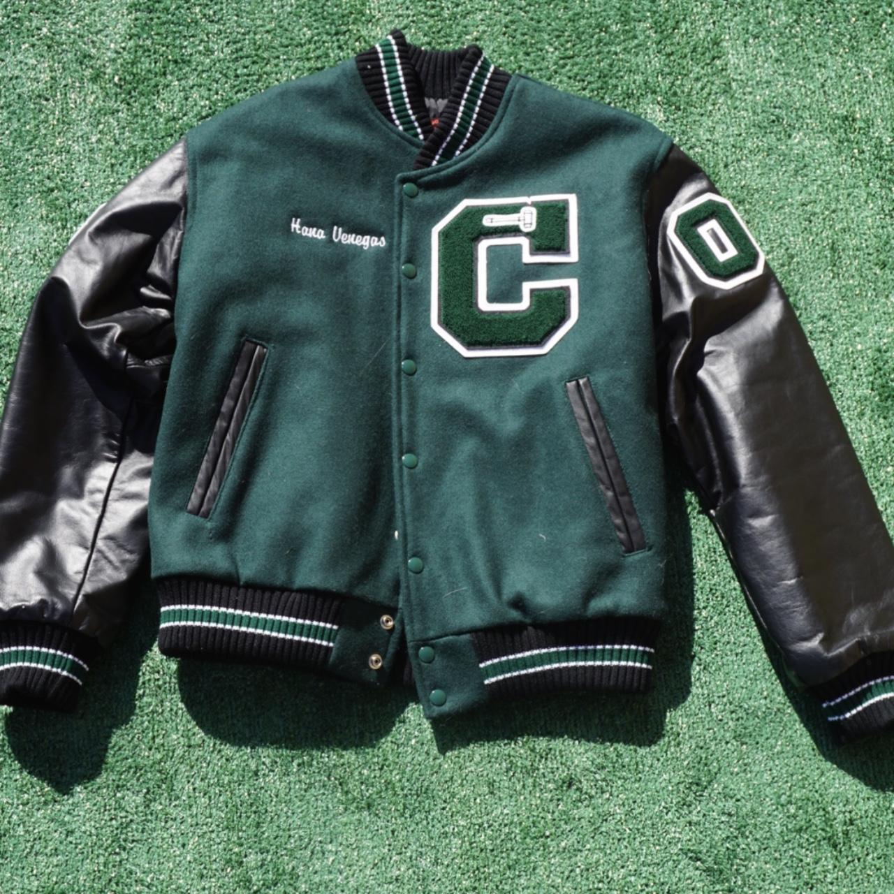 Men's Black and Green Jacket Depop