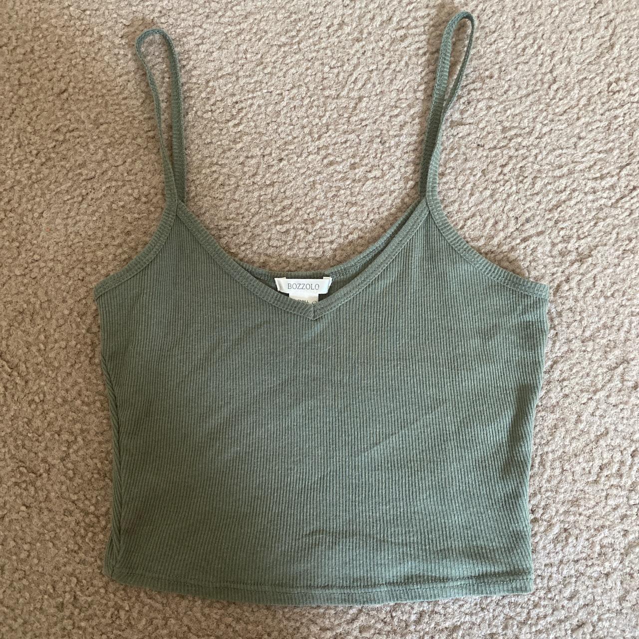 Army Green Tank top Cropped - Depop