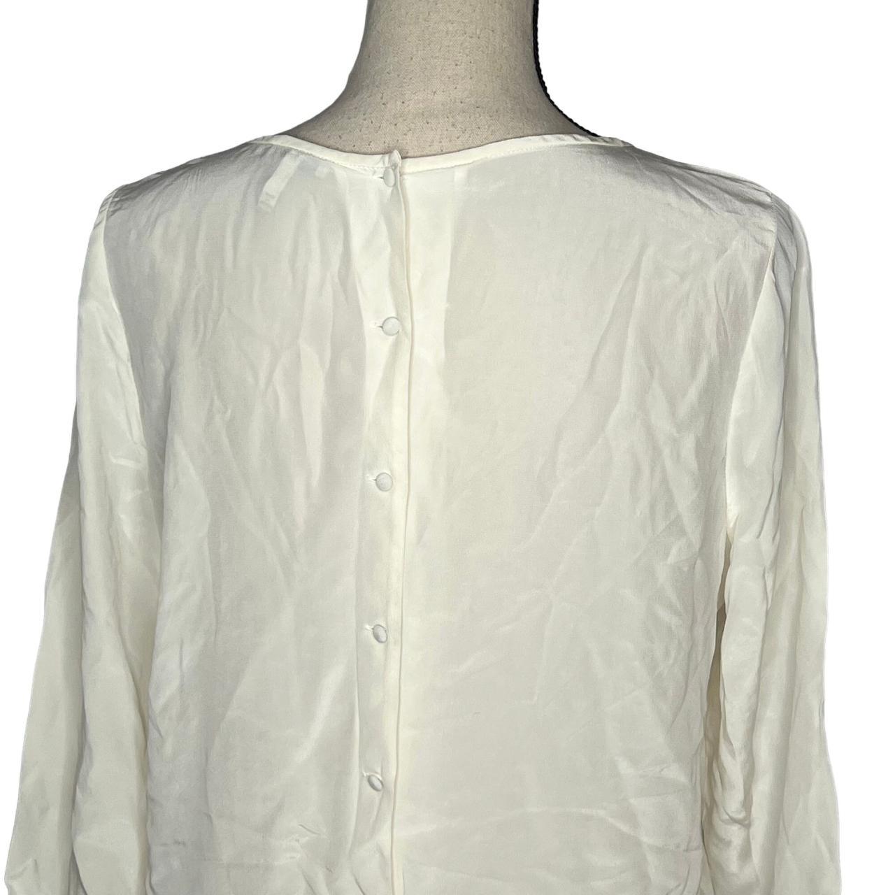 Joie White Pleated Front Long Sleeve Button cheapest Back Blouse Women's Size Medium M