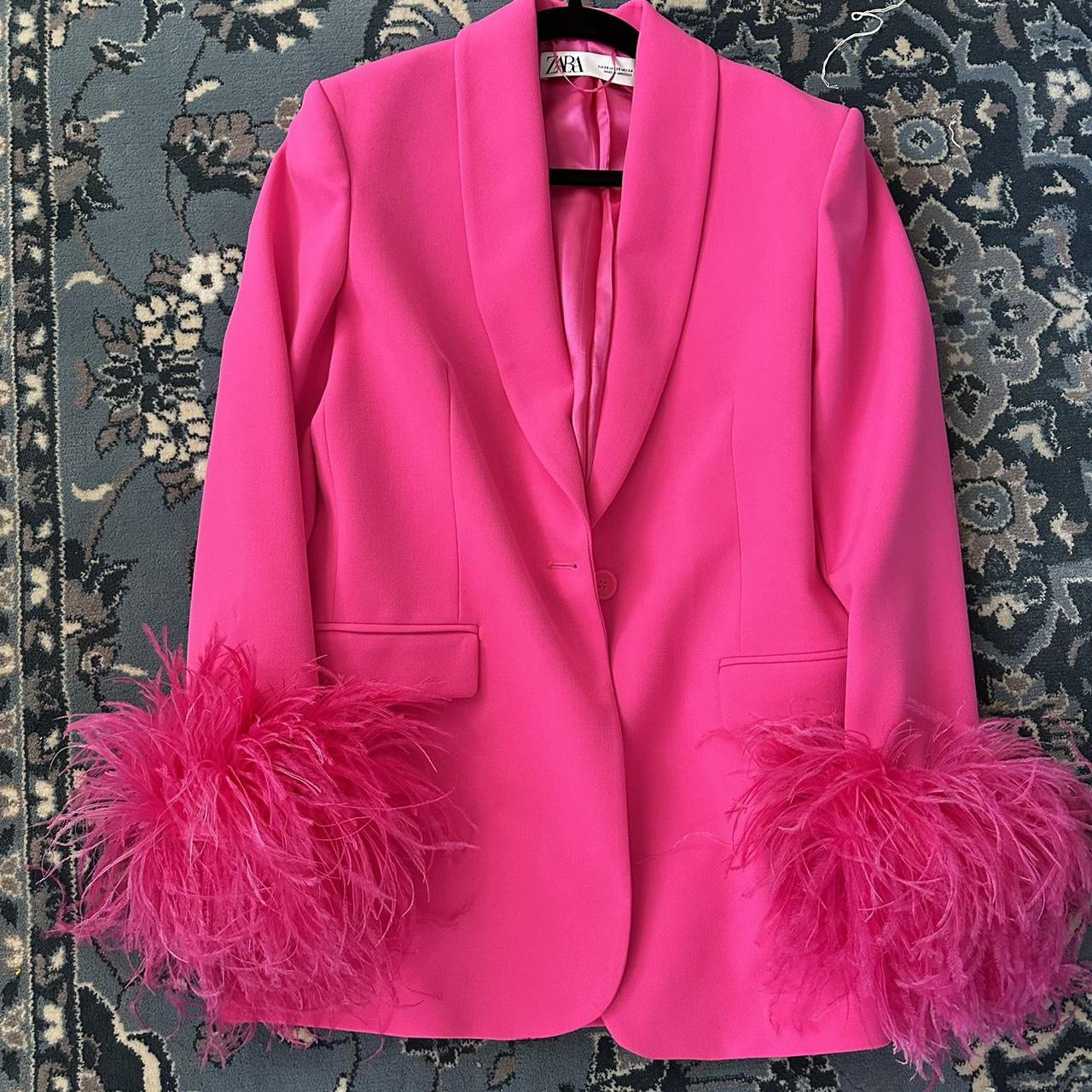 Zara Women's Pink Tailoredjackets Depop