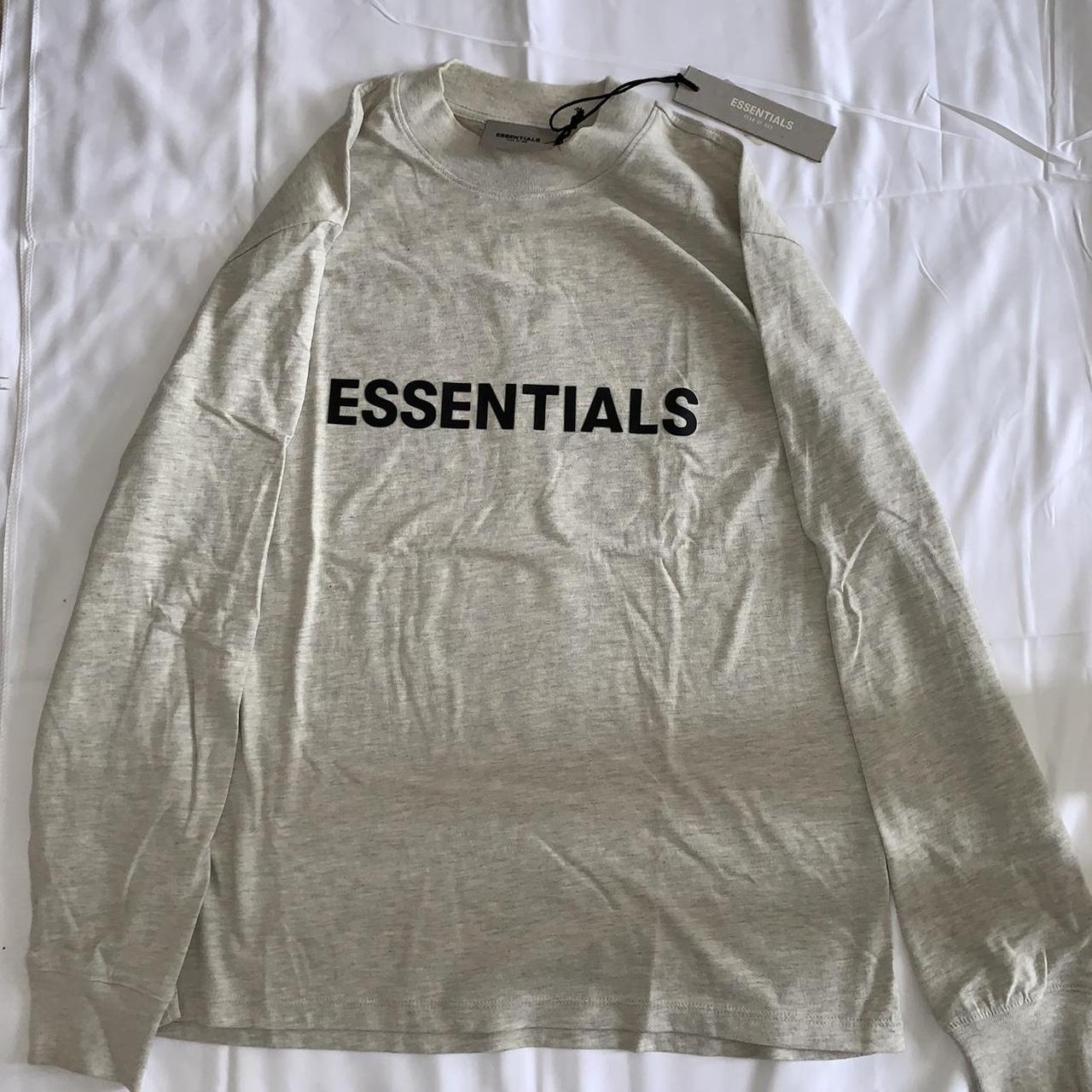 Fear of God Essentials Long T-Shirt “Light Grey... - Depop
