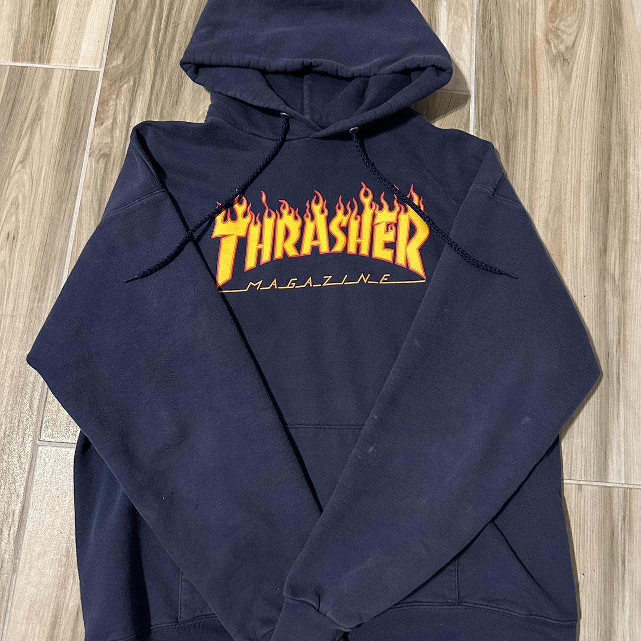 Thrasher hoodie black and blue hot sale