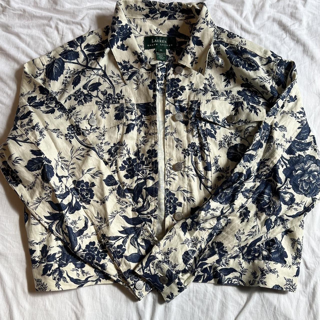 Polo Ralph Lauren Women's Navy and Cream Jacket | Depop