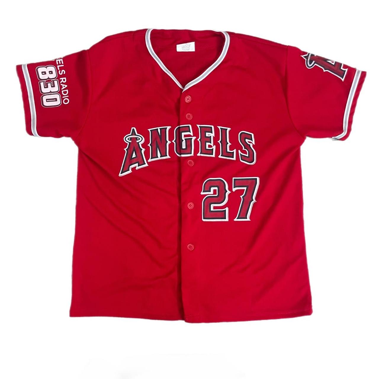 ANGELS BASEBALL JERSEY MIKE TROUT JERSEY YOUTH XL, - Depop