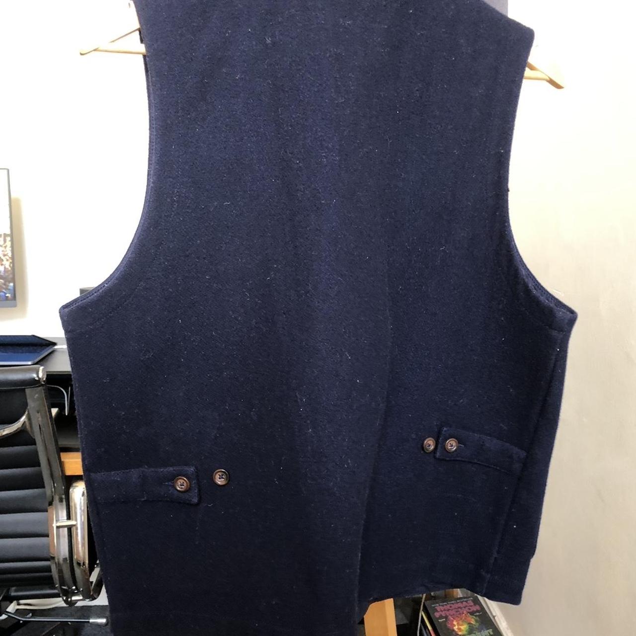 Wool navy universal works waistcoat gilet vest medium - Depop