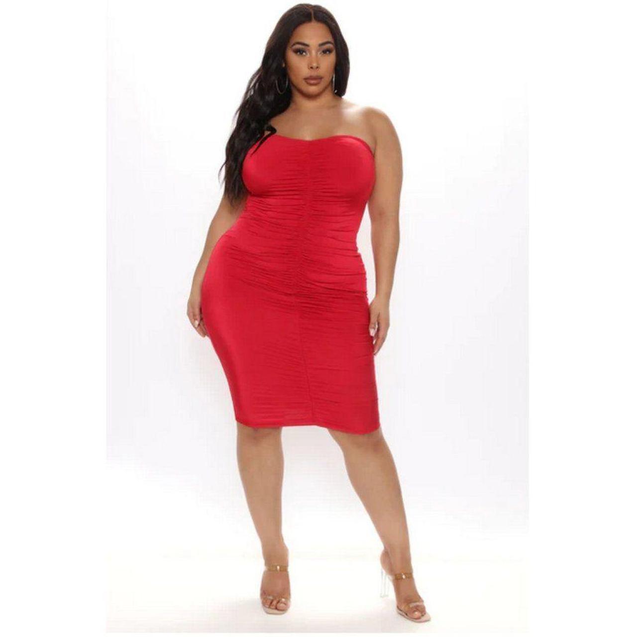 Fashion nova red 2024 dress plus size