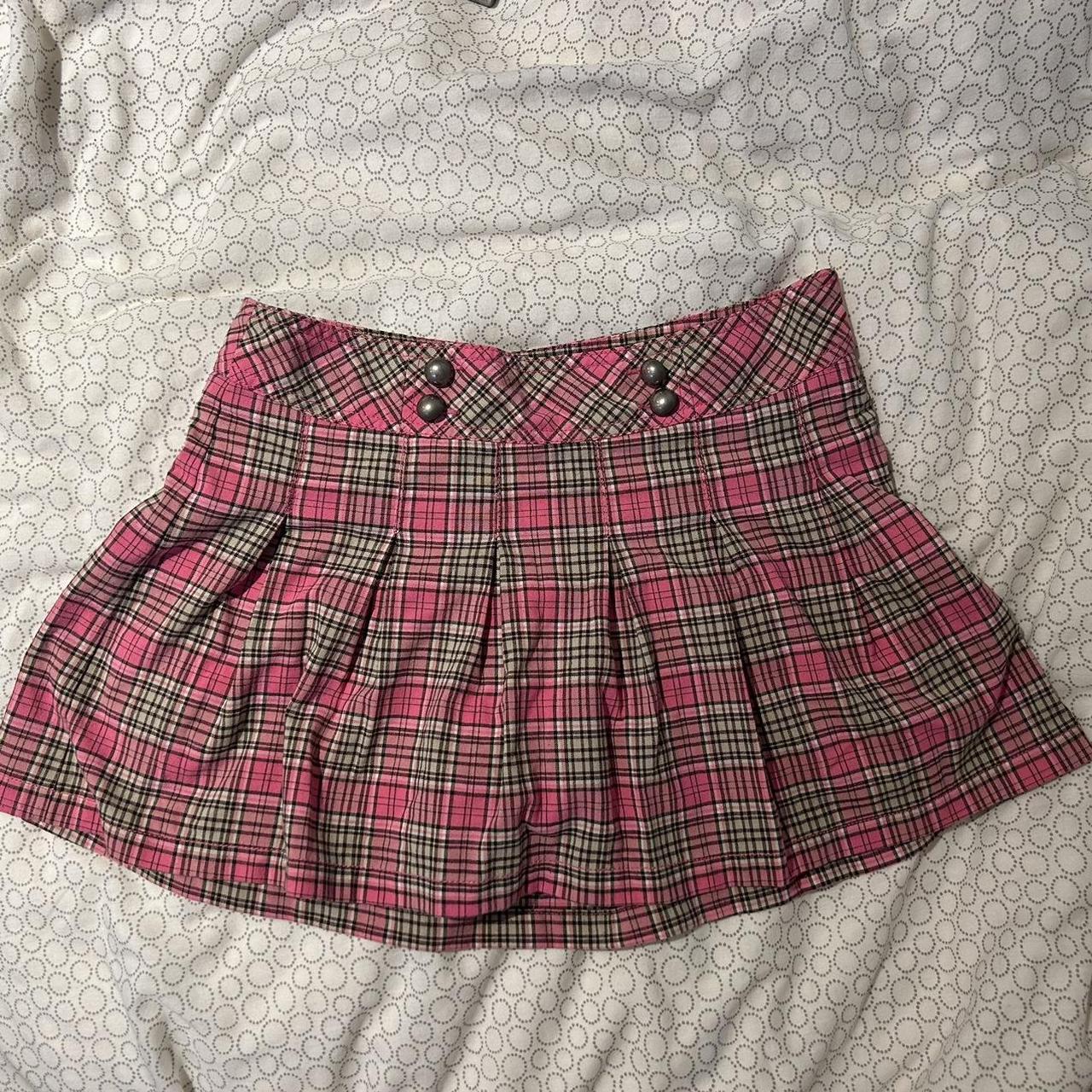 Pink plaid skirt on sale xl