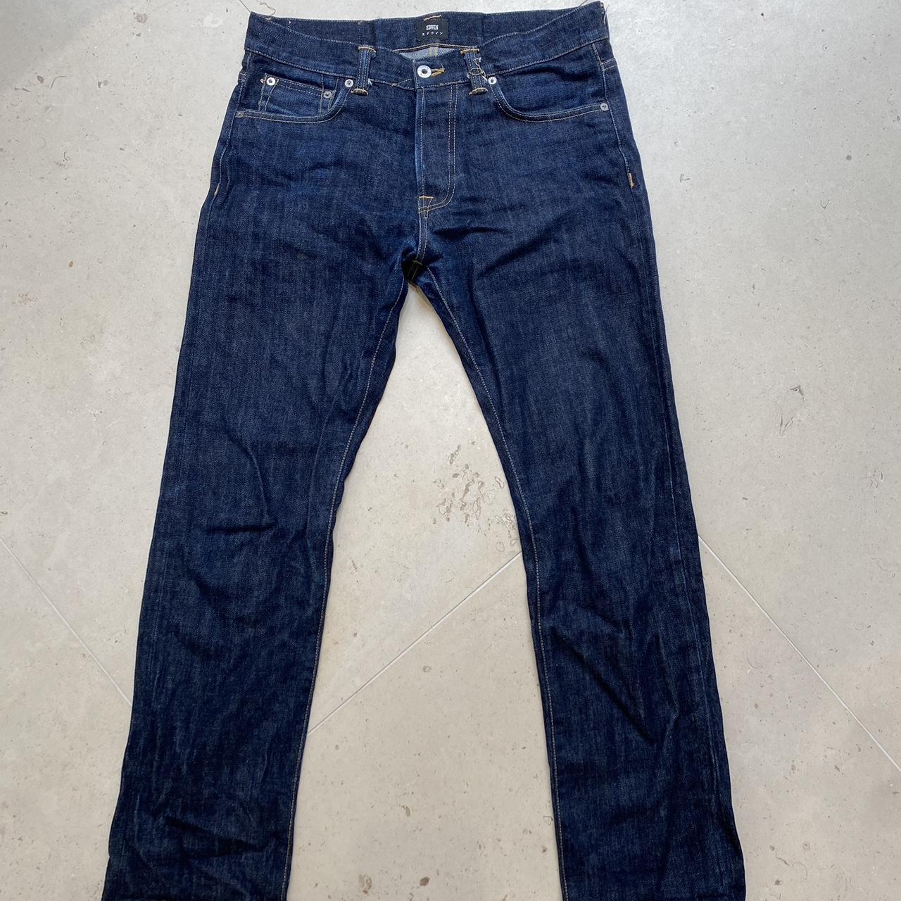 edwin straight leg selvedge denim jeans size... - Depop