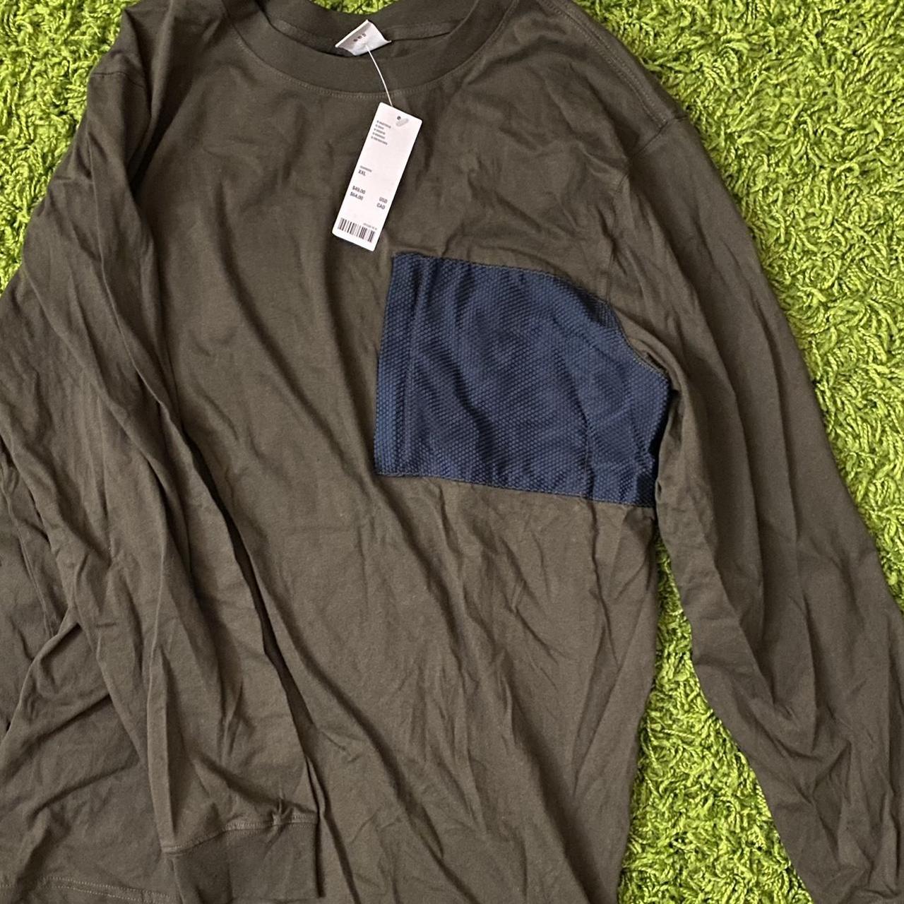 Urban Outfitters Men's Khaki and Navy Tshirt Depop