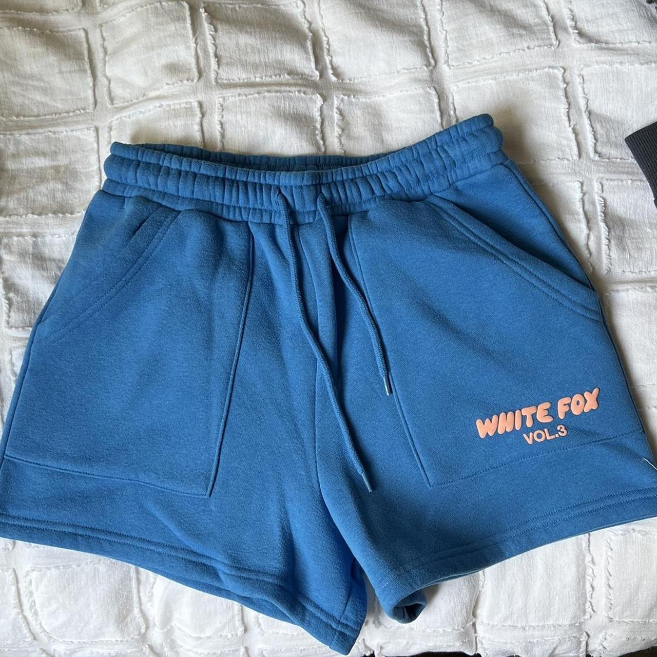 Selling white fox shorts Never worn but no tag - Depop