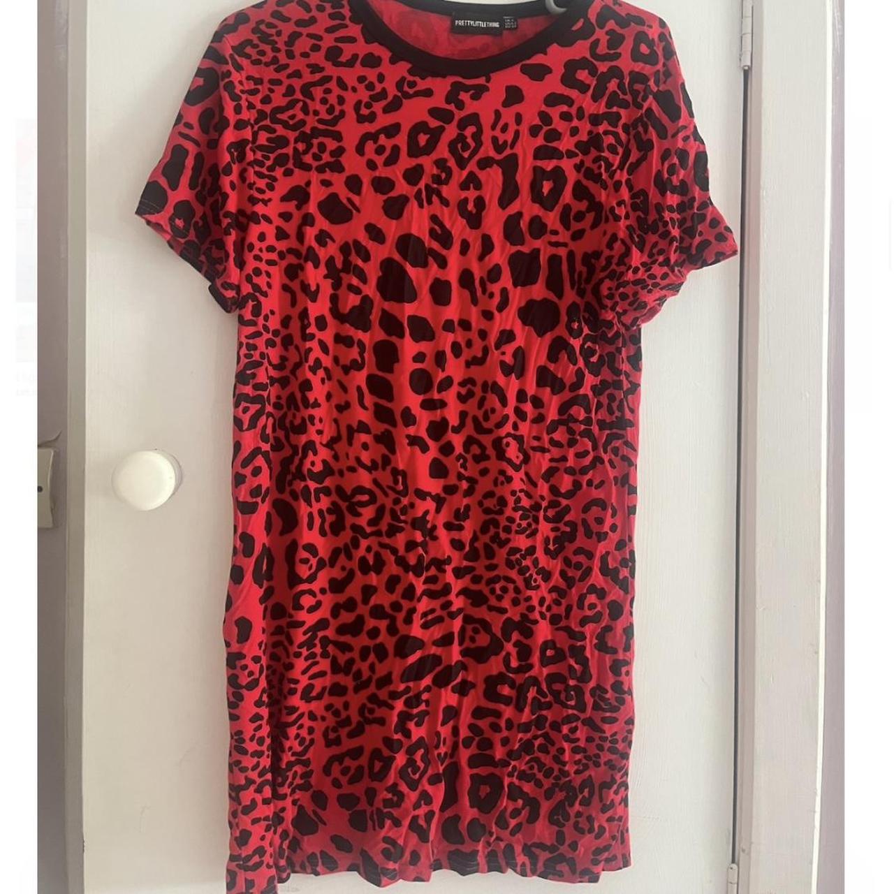 Pretty Little Thing Red Dress Leopard print red... - Depop