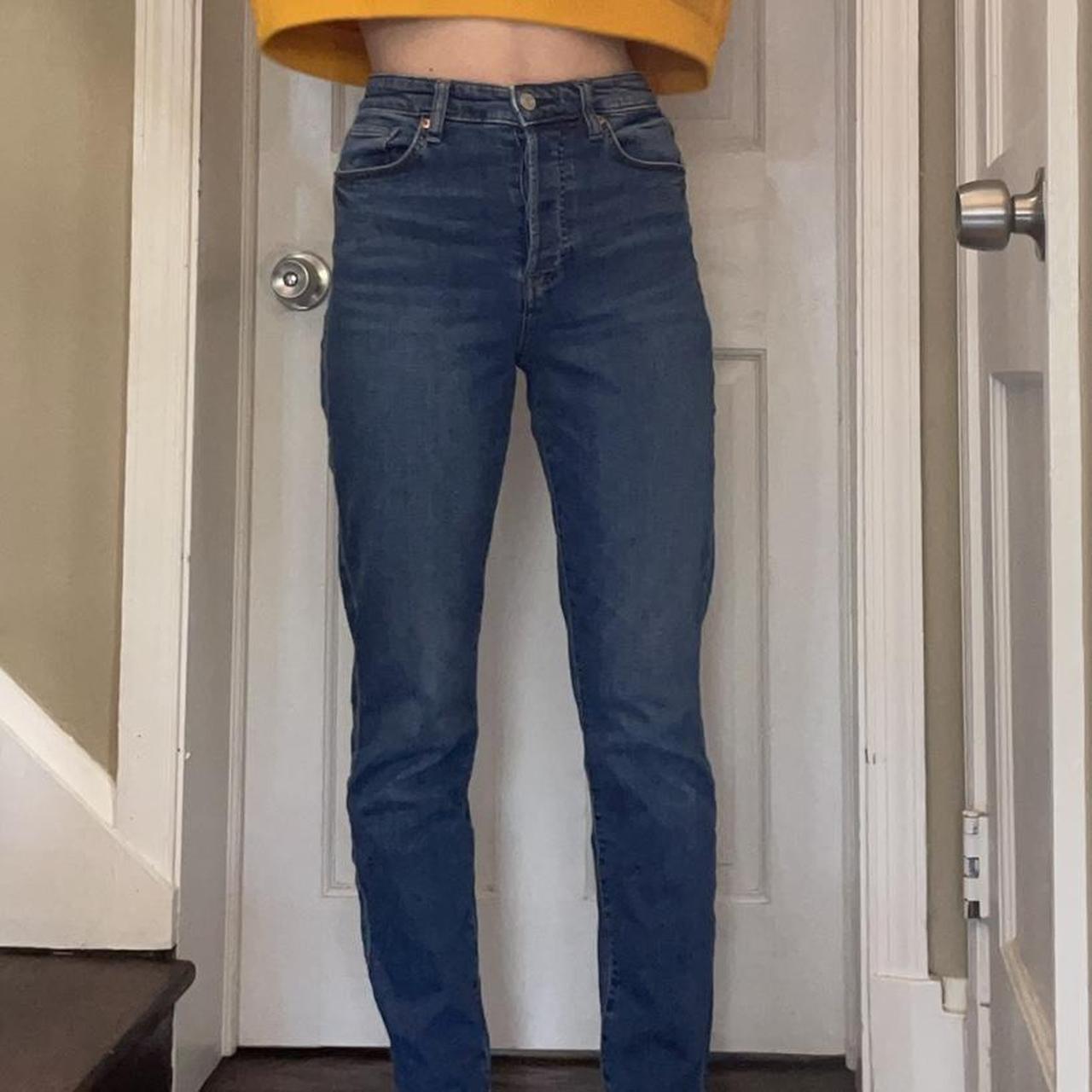 high waisted blue jeans size 4 super cute fit,... - Depop