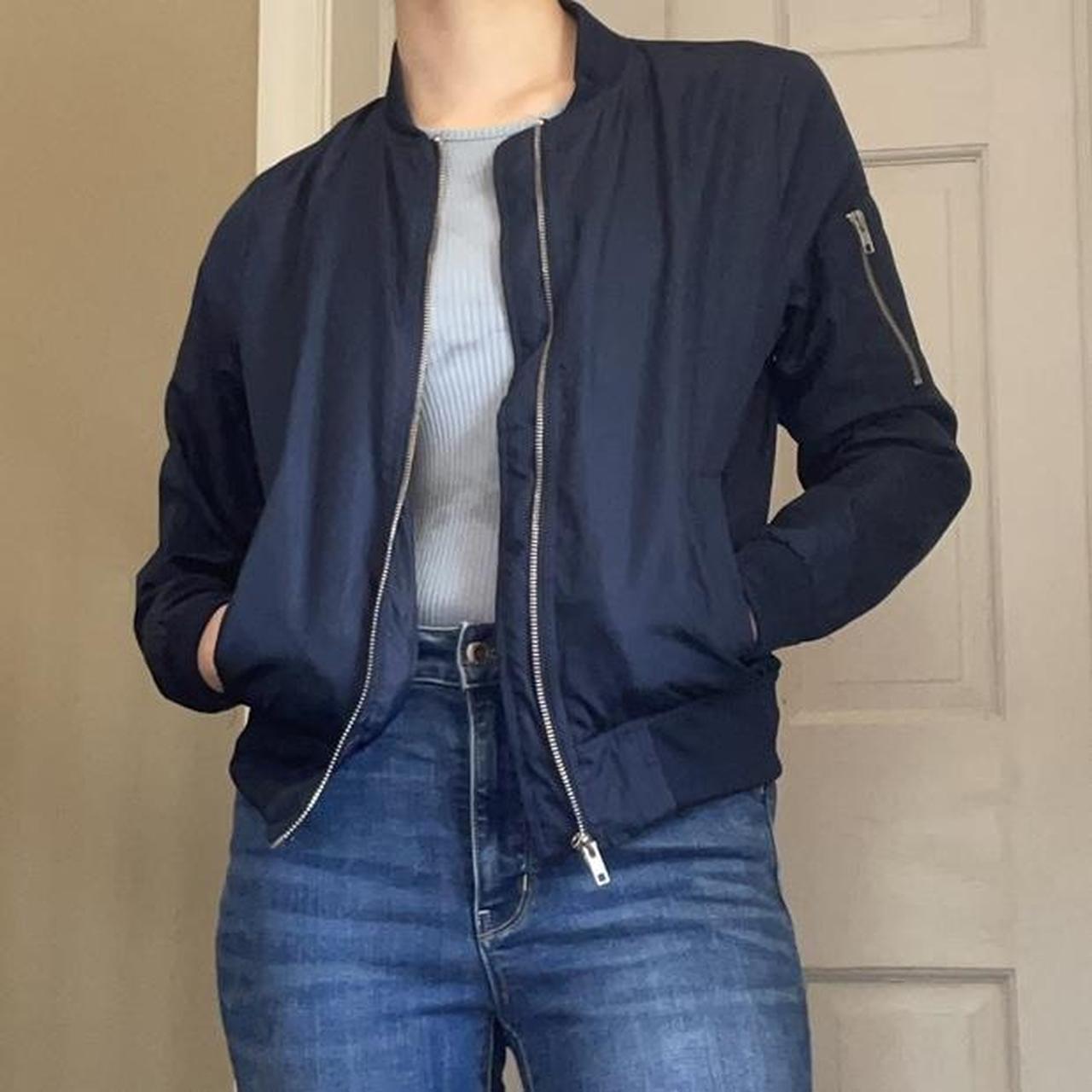 blue bomber jacket looove this jacket, it goes with... - Depop