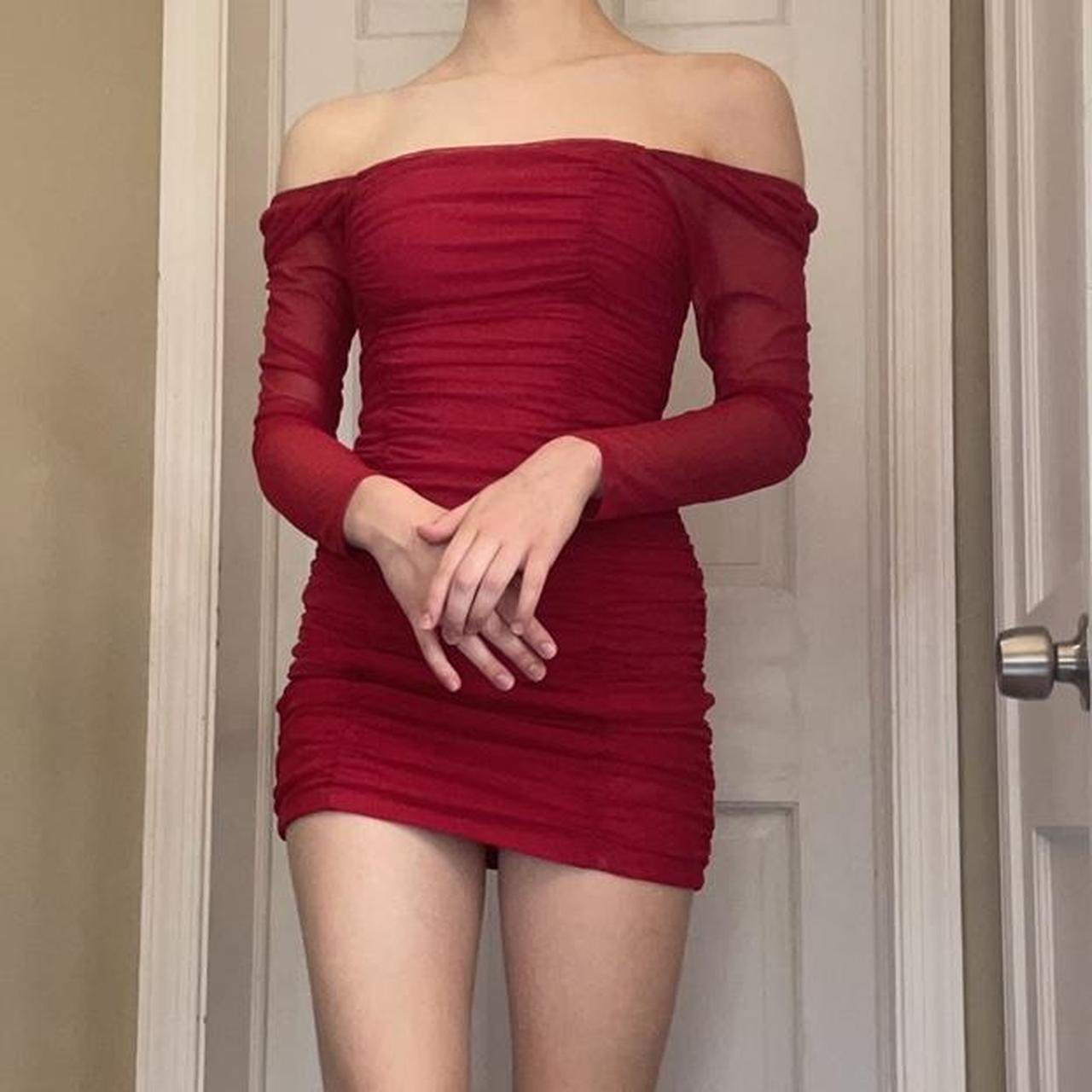 Gorgeous Bodycon Red Mini Dress Size Small Has Some Depop