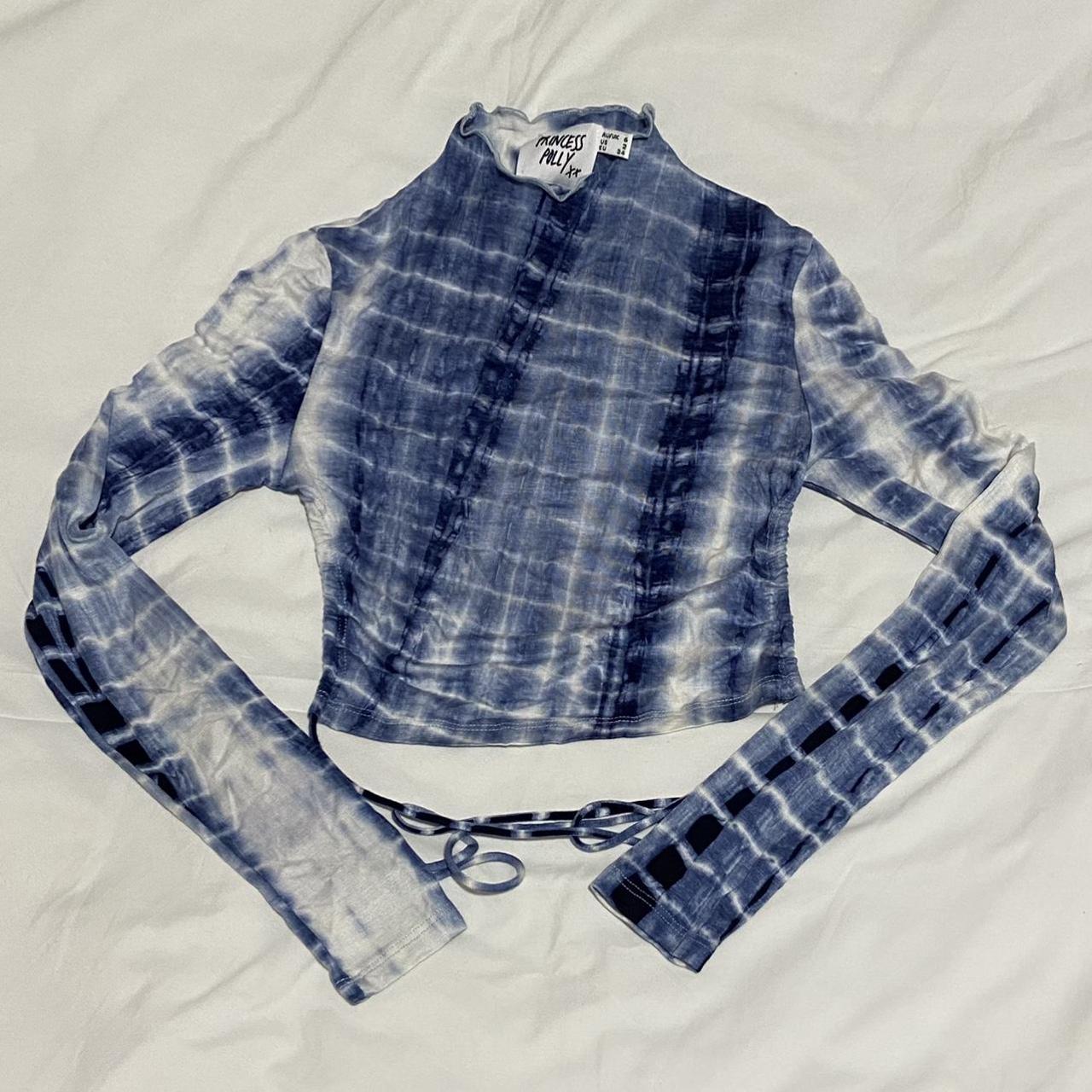 princess polly open back tie dye long sleeve top uk... Depop