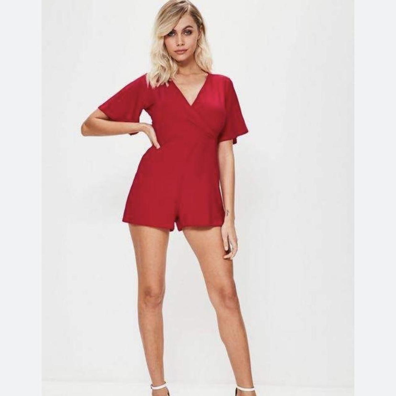 Red playsuit missguided on sale