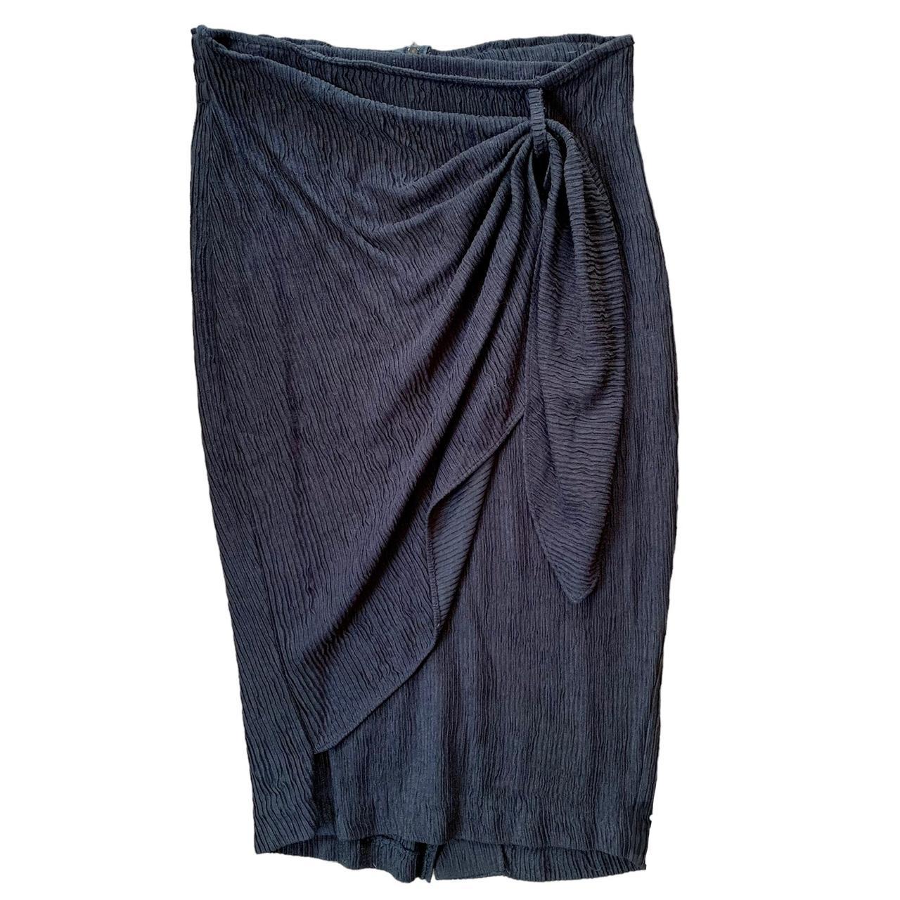 Vintage midi pencil skirt with wrap front.... - Depop