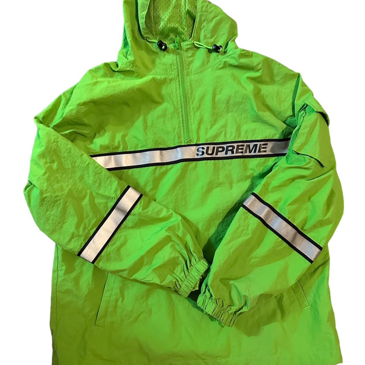 supreme reflective taping green hooded... - Depop