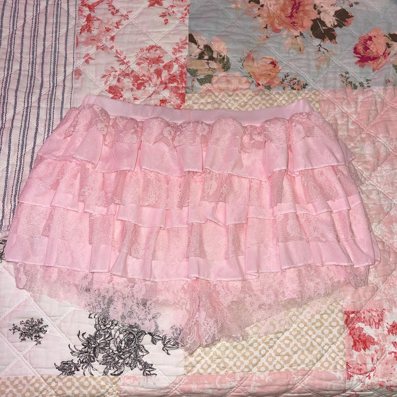 Baby Pink Ruffle Lace Skirt/Shorts NEVER WORN Just... - Depop