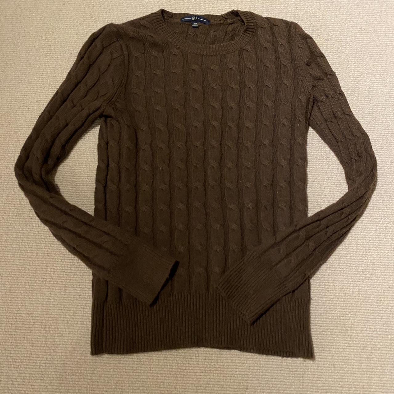 Gap Brown Cable Knot Jumper M Mixed Wool - Depop