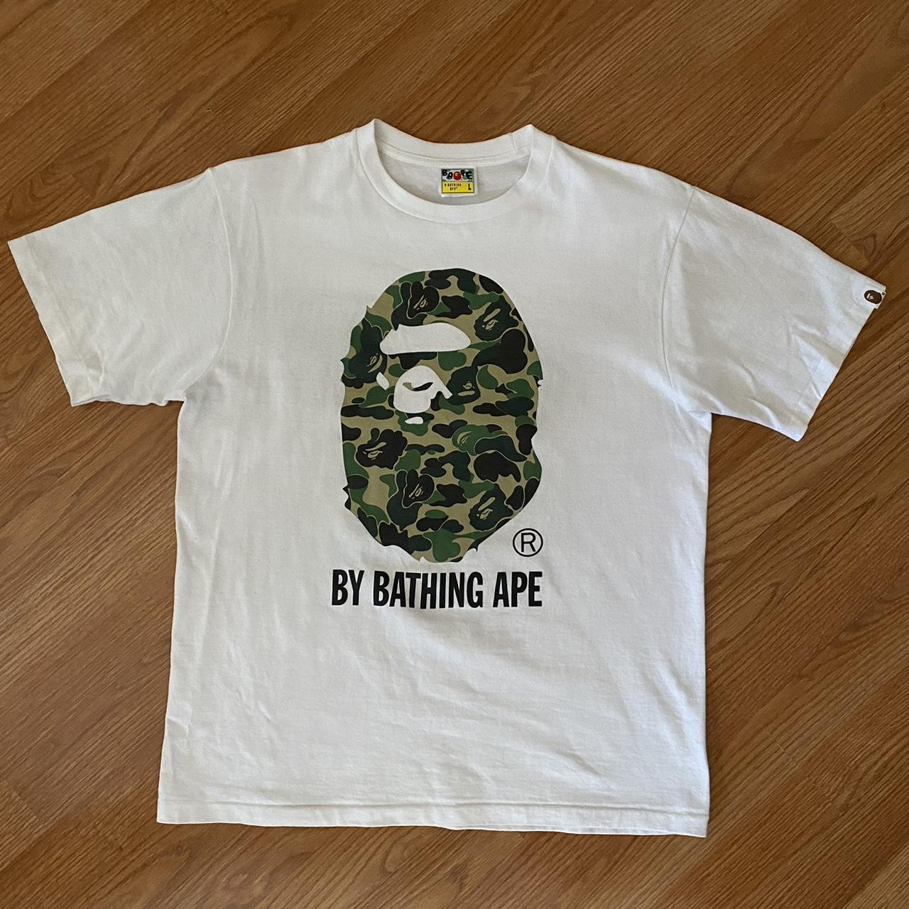 Bape ABC Camo White/Green Tee Size L Used Gently... - Depop