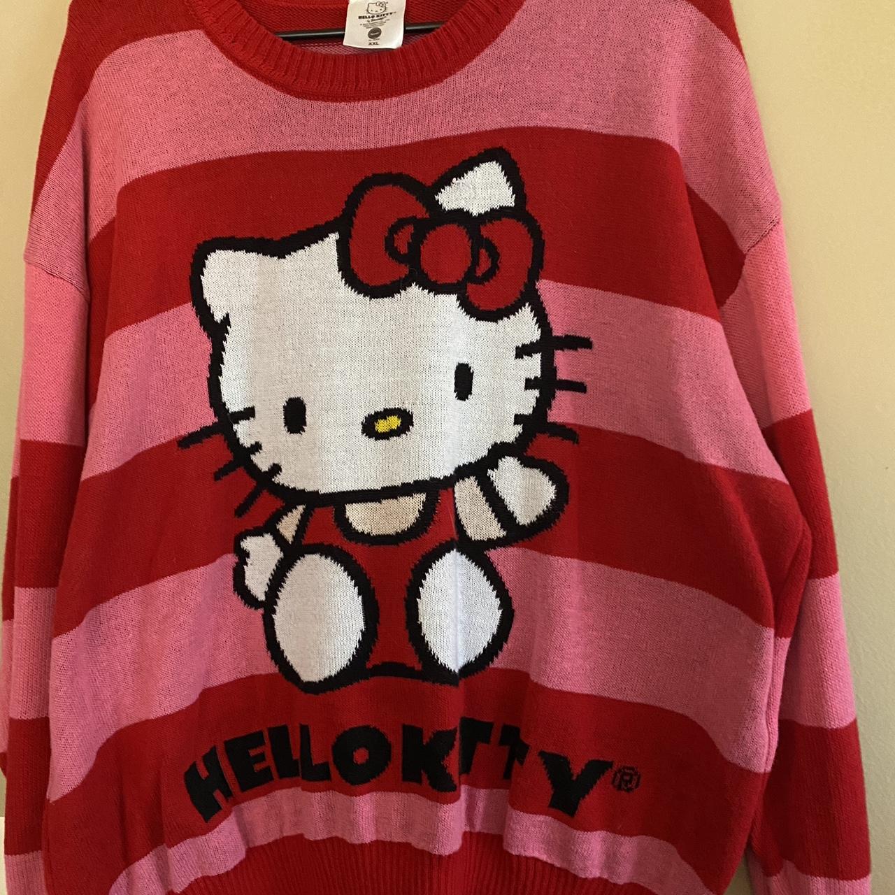 Hello Kitty Women's Red and Pink Jumper | Depop