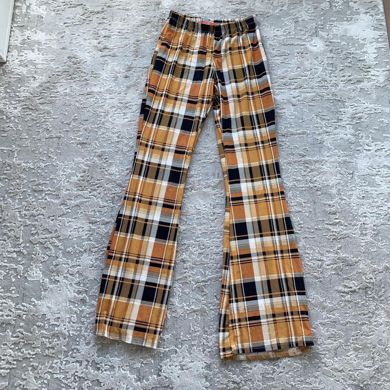 Orange best sale plaid pants