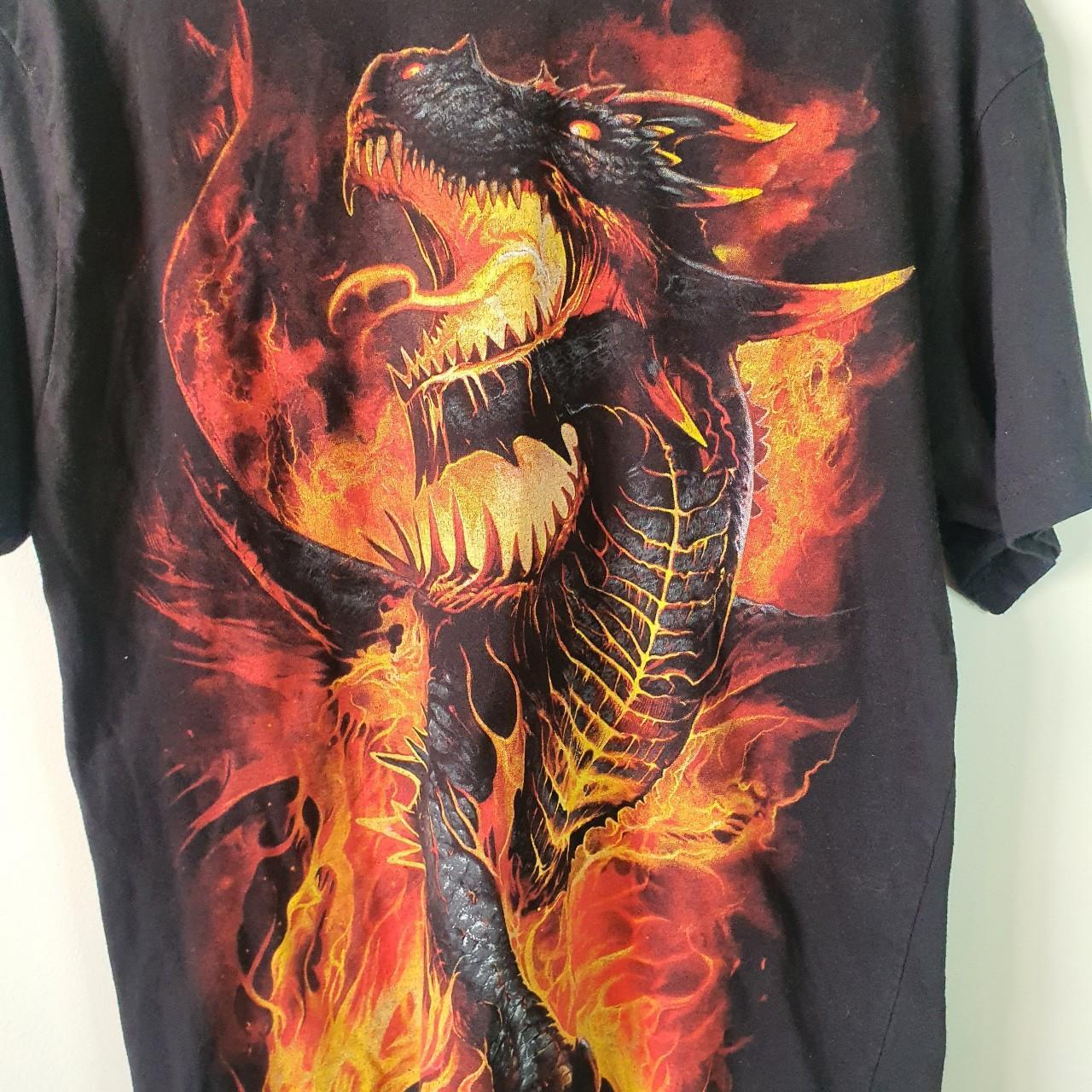 Vibtage 00s Dargon/Fire Design black Tshirt by... - Depop