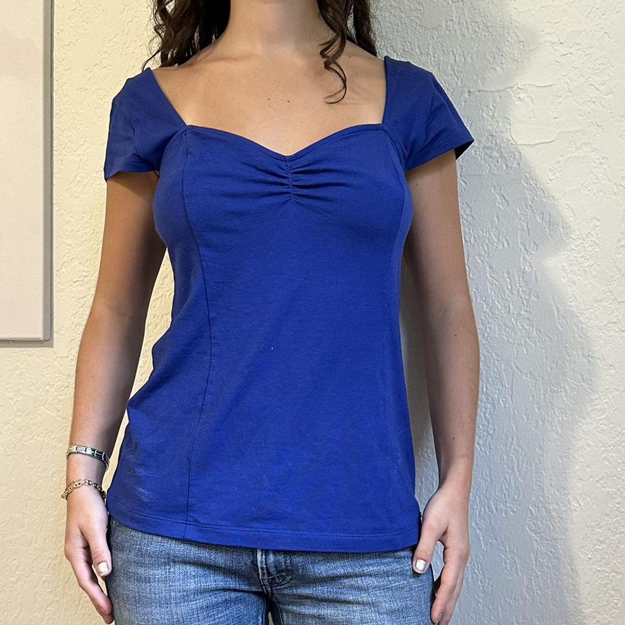 Guess Royal Blue Sweetheart Neckline Capped Short. Depop