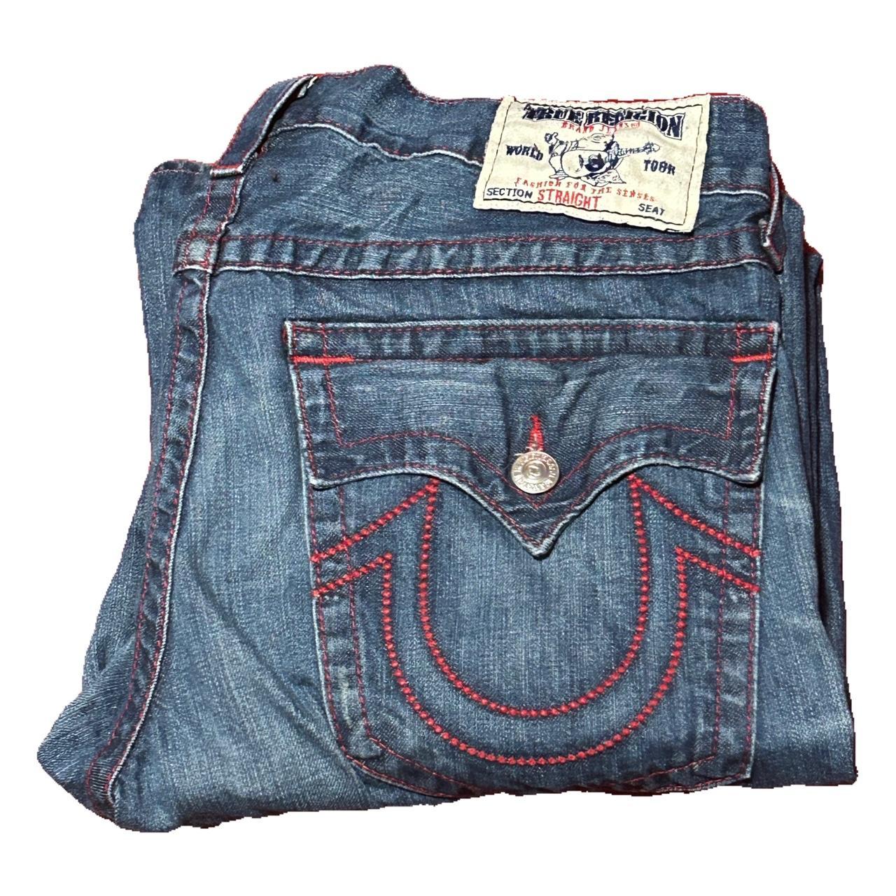 true religion red dot stitch jeans Depop