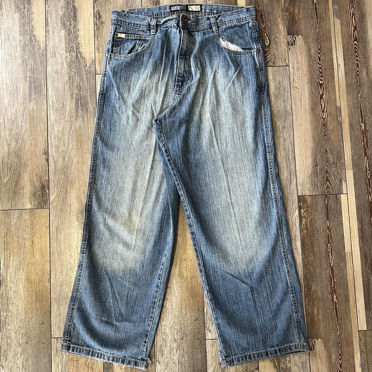 SOUTHPOLE JEANS BAGGY SIZE 36 LIGHT WASH WITH CRAZY... - Depop