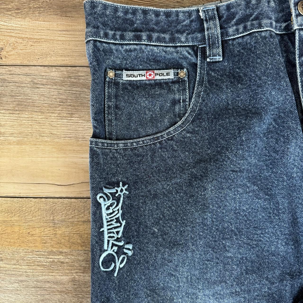 SOUTHPOLE EMBROIDERED BBOY JEANS FIRE BACK AND FRONT... - Depop