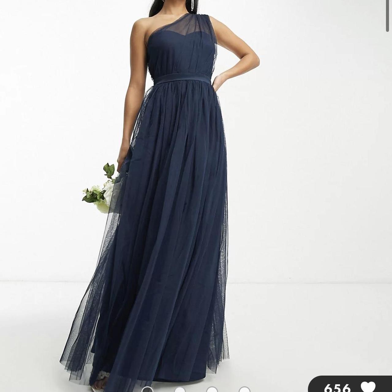 Anaya Petite Bridesmaid tulle one shoulder maxi... - Depop