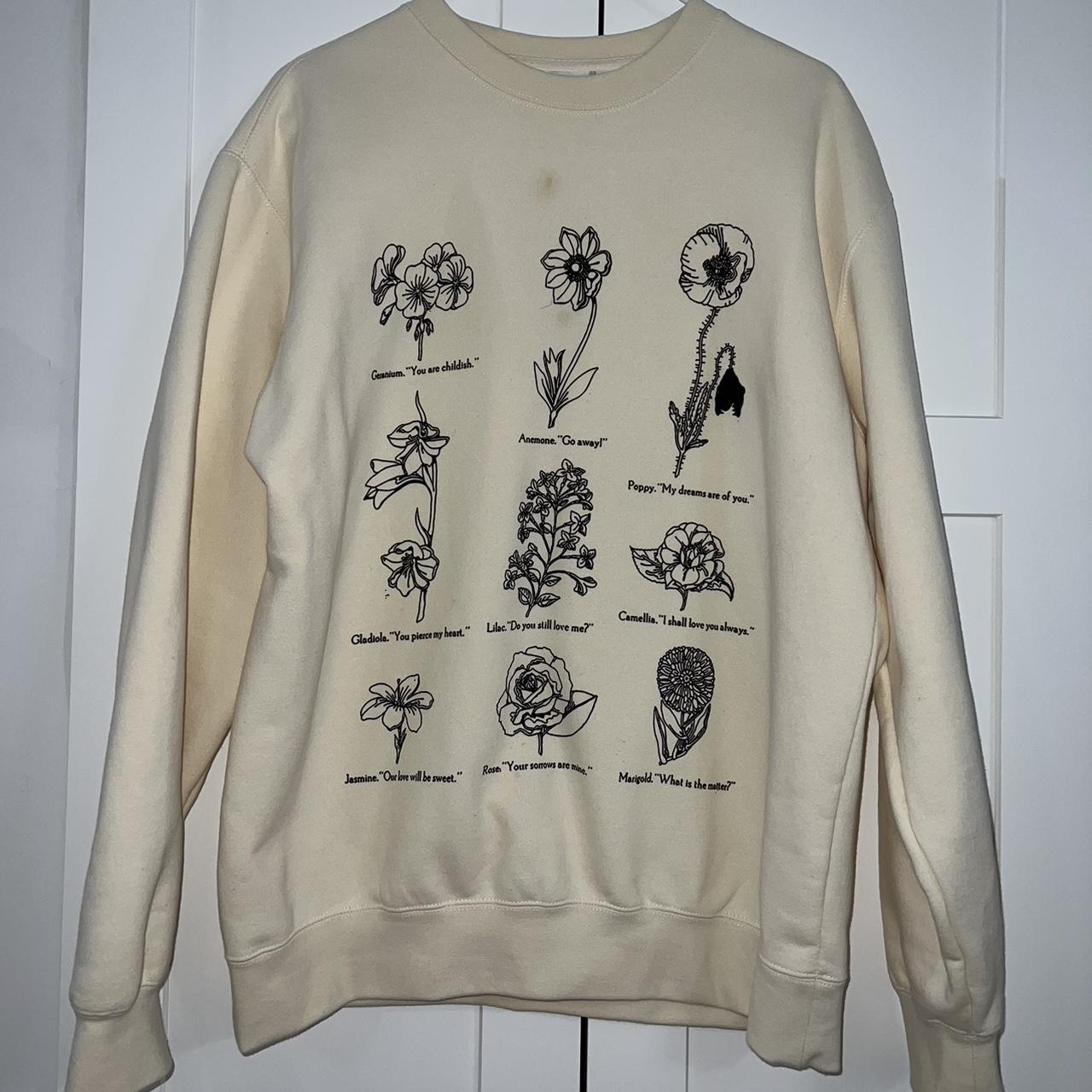 Obey cream sweater with floral designs Warm and