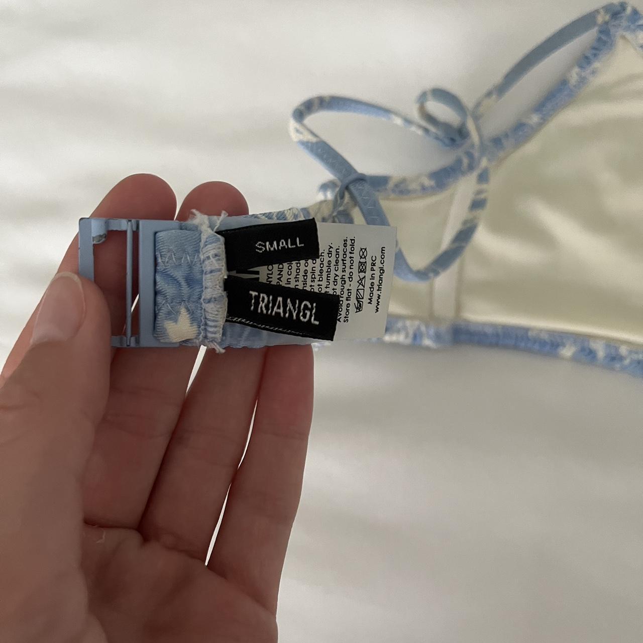 Triangl Women's White and Blue Bikinisandtankinisets Depop