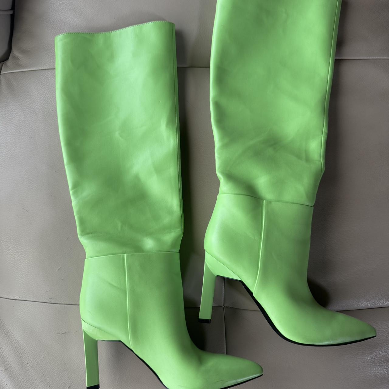 Nine West Women's Knee high Boots Green US – Green leather