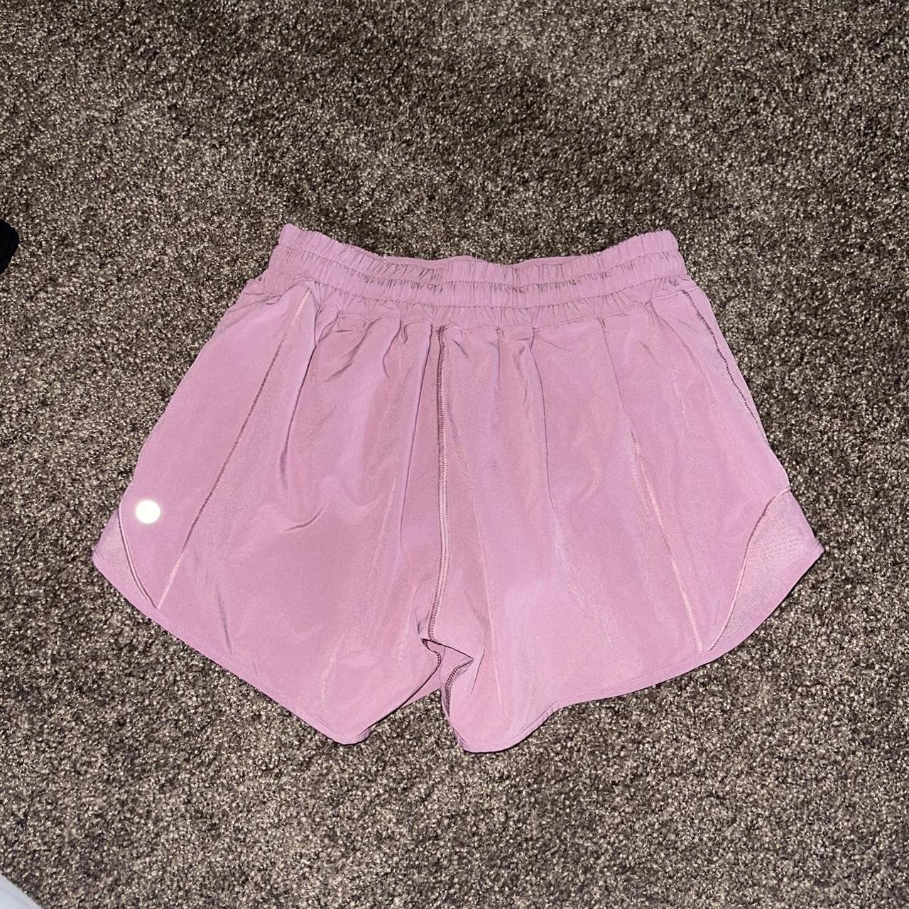 lululemon mauve hotty hot low-rise lined shorts... - Depop