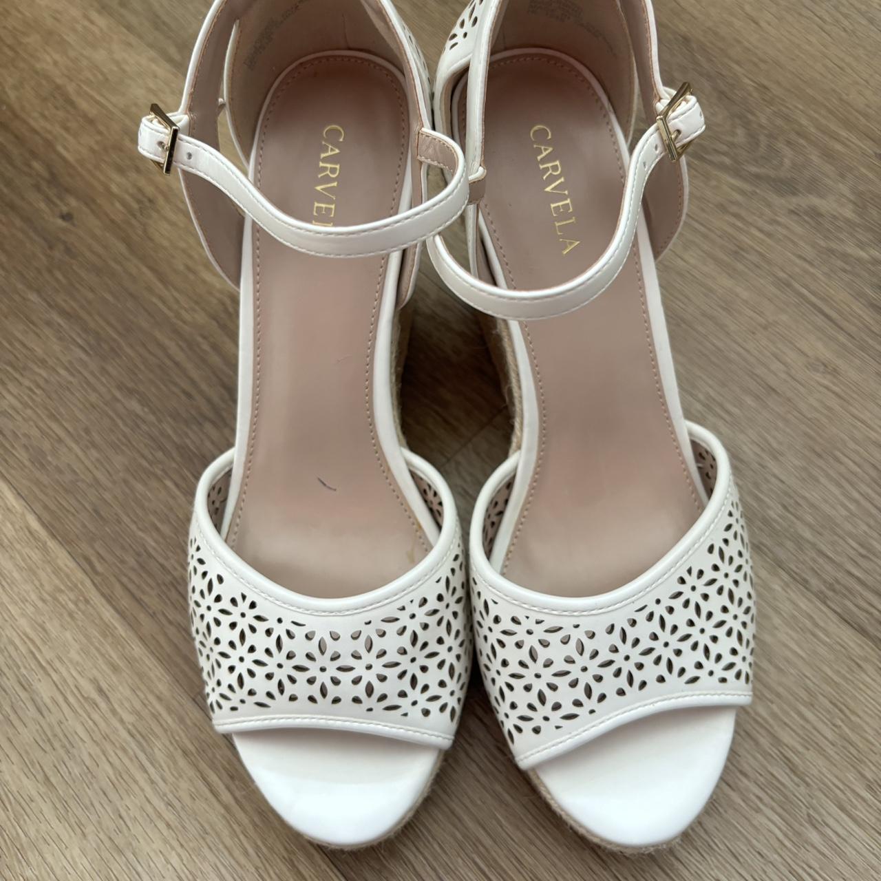 Carvela white wedge sandals with a small heel 79.99. Depop