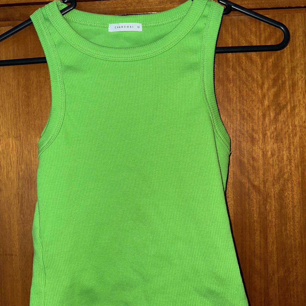 Green charcoal crop top size 12 (fits a 10). Never... - Depop