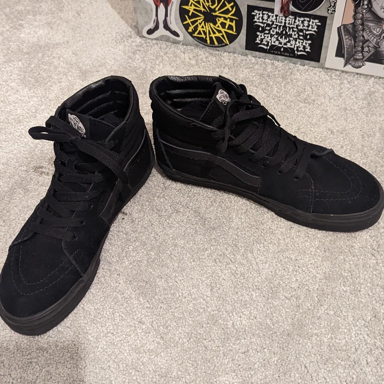 All black suede high top vans, barley worn. Super... - Depop