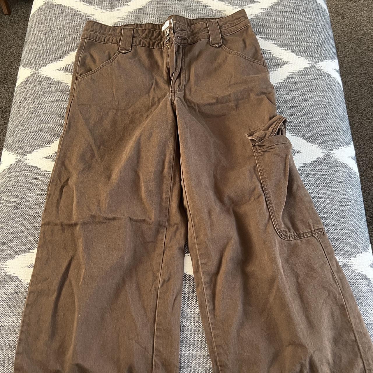 Plaid brown pants from A New Day. Wide leg and come... - Depop