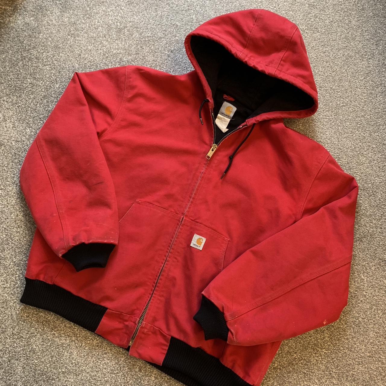 Amazing red carhartt workwear jacket crazy piece!... - Depop