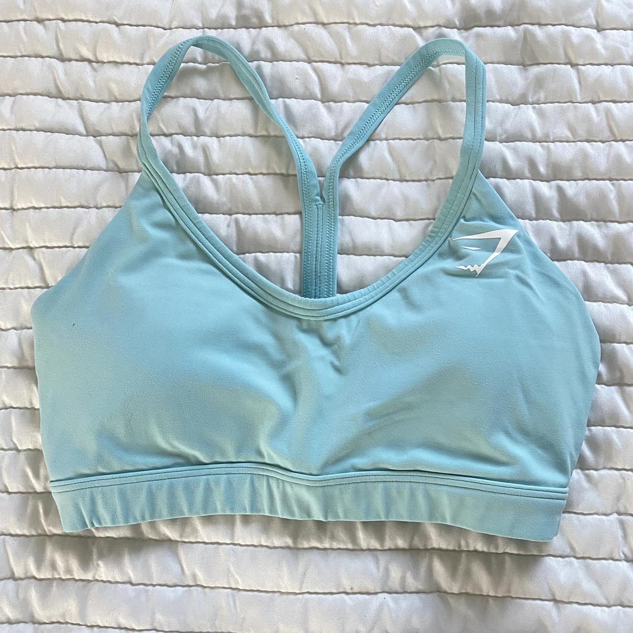 gymshark v neck training sports bra in turquoise... Depop