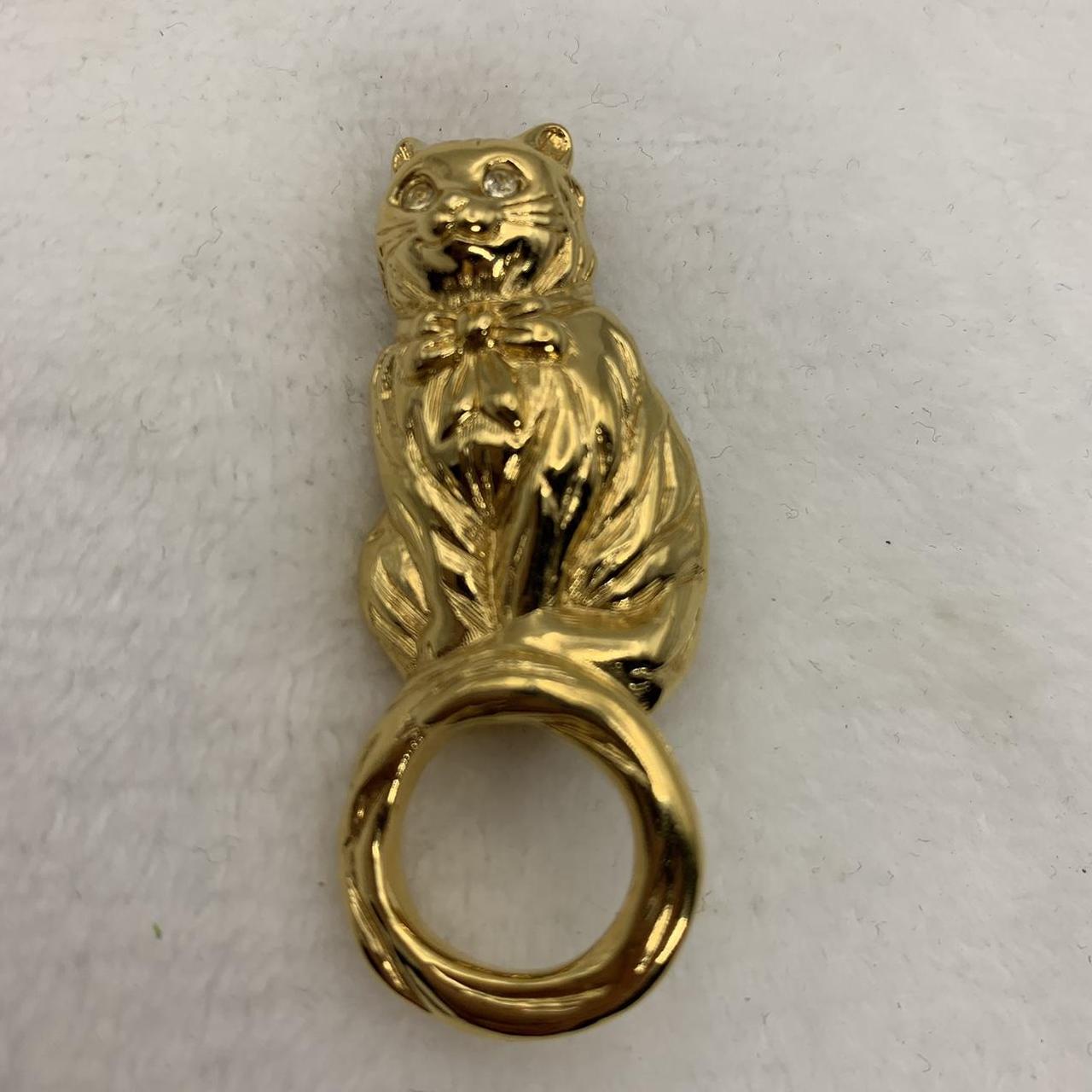 Vintage Signed AVON Gold Tone Cat Brooch Pin 1996 is... - Depop