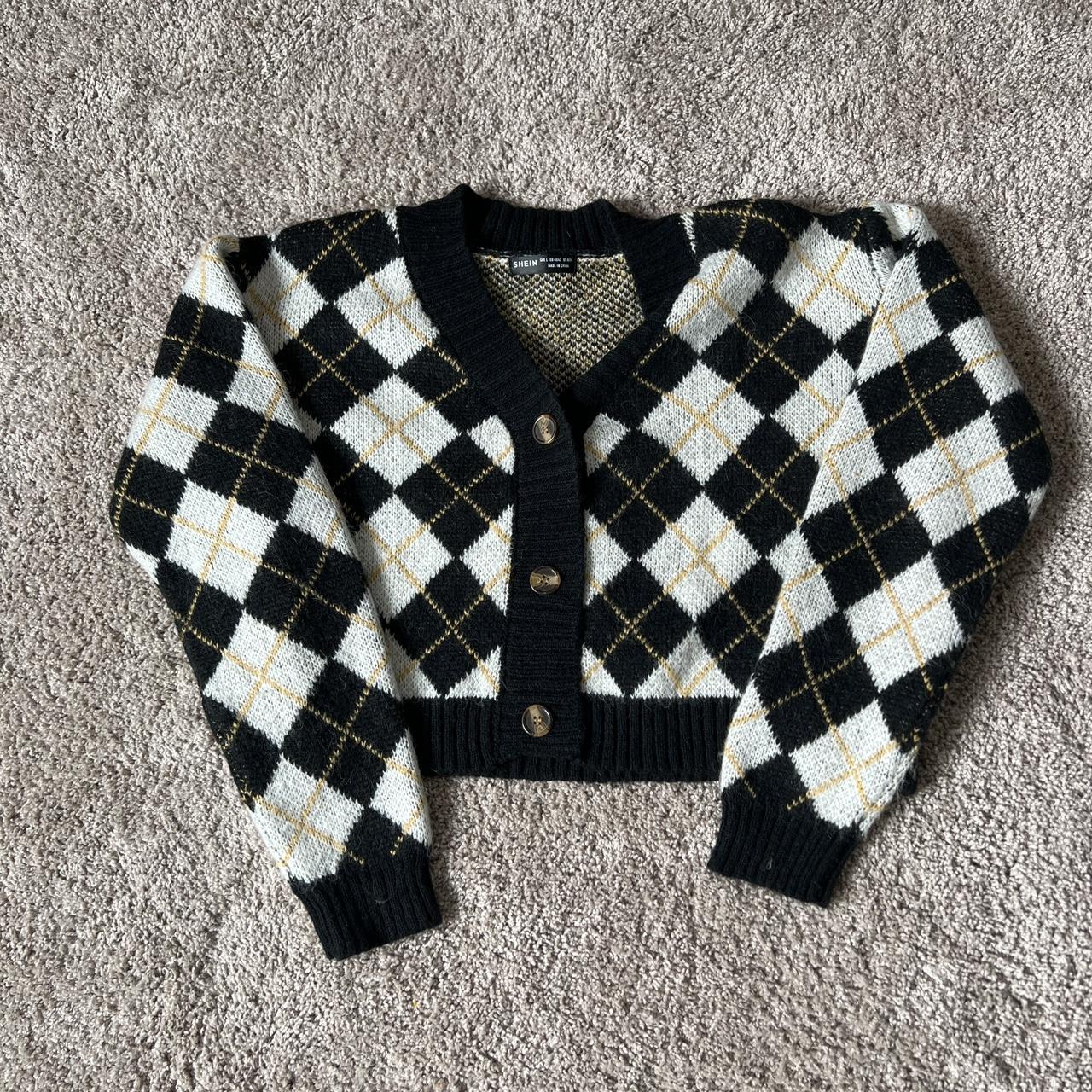 Women S Black And White Cardigan Depop