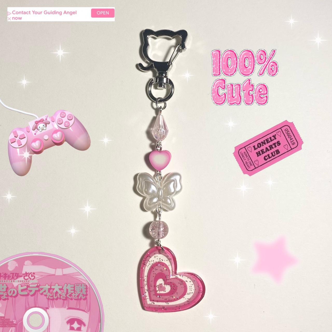 PINK KEYCHAIN *+ 🎀 this keychain is handmade with... - Depop