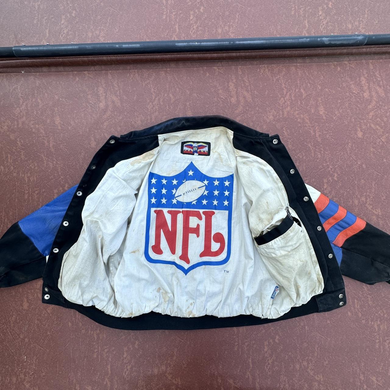 NFL Denver Broncos Leather Jacket Distressed and - Depop