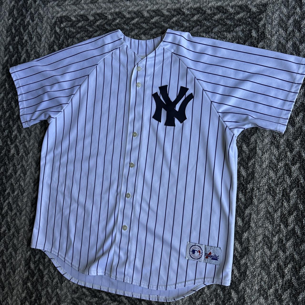 Vintage Majestic New York Yankees Henley Tee Cool - Depop