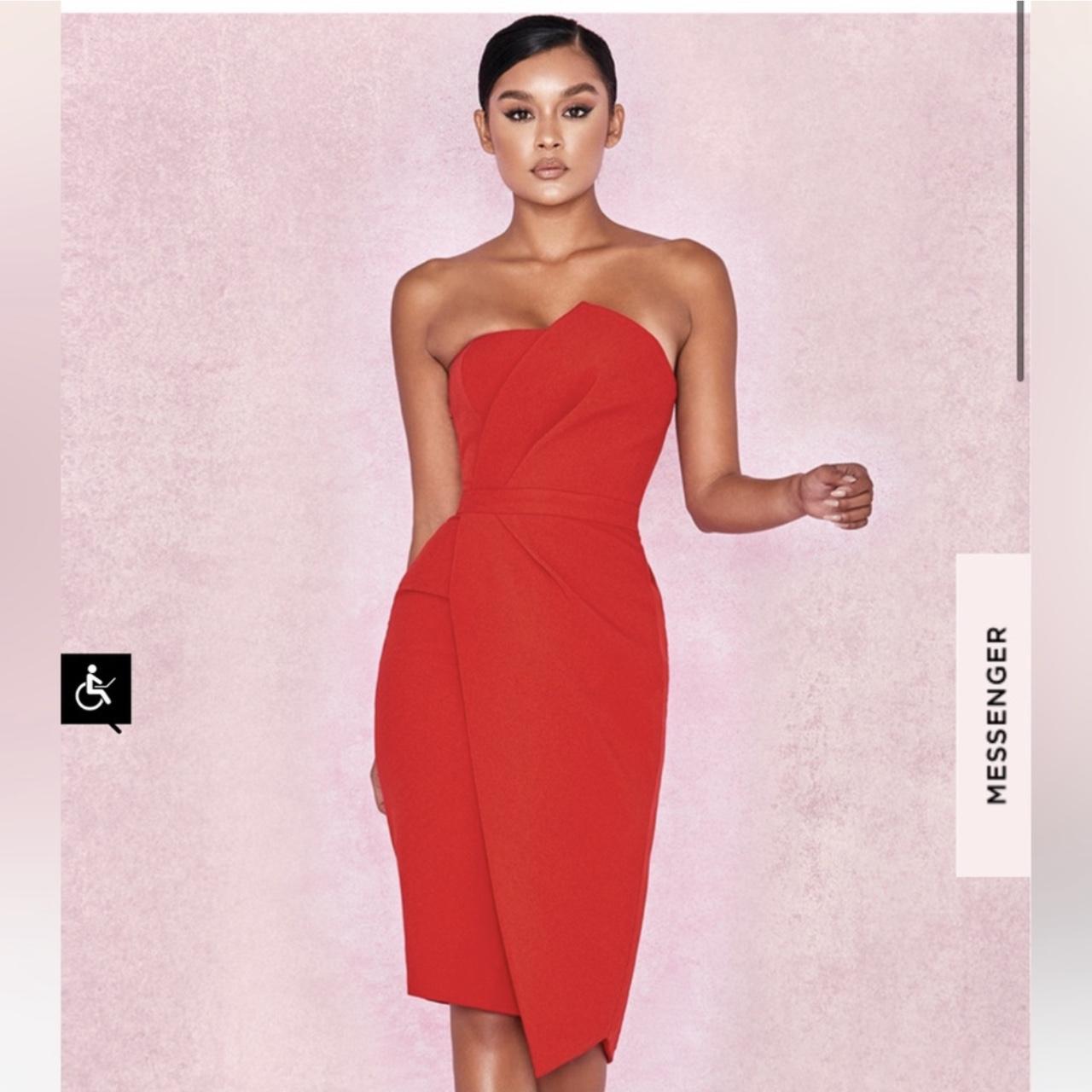 NWT HOUSE OF CB UMA RED FOLD FRONT MINI DRESS Size... Depop