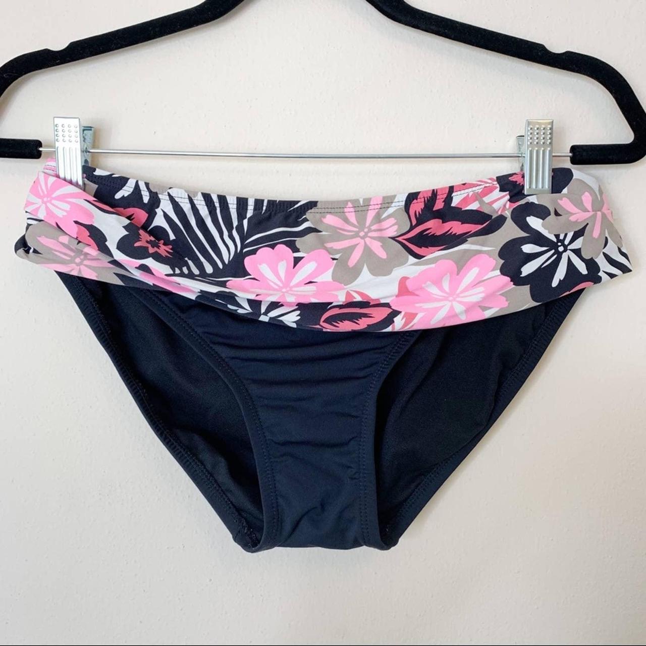 Beach House Floral Swim Bottom Black Pink Floral... - Depop